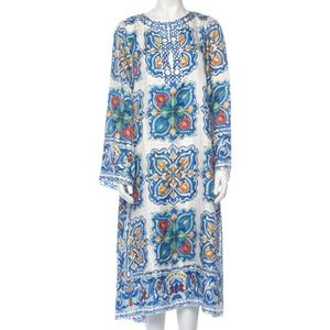 Dolce Gabbana  Majolica  Silk Midi Length Dress Size: IT38